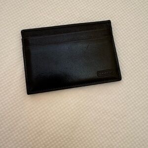 Men’s, black leather, Coach card case